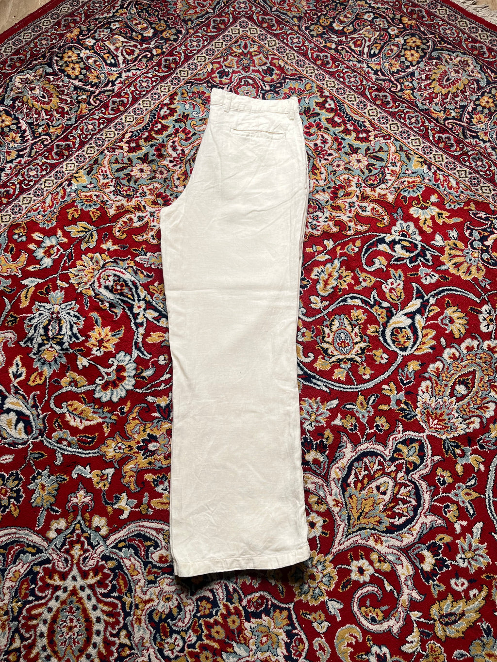 WE Fashion Off White Cream Relaxed FIT Linen PANTS - 34