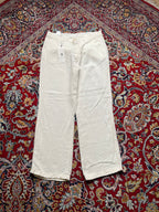WE Fashion Off White Cream Relaxed FIT Linen PANTS - 34