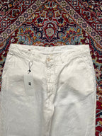 WE Fashion Off White Cream Relaxed FIT Linen PANTS - 34
