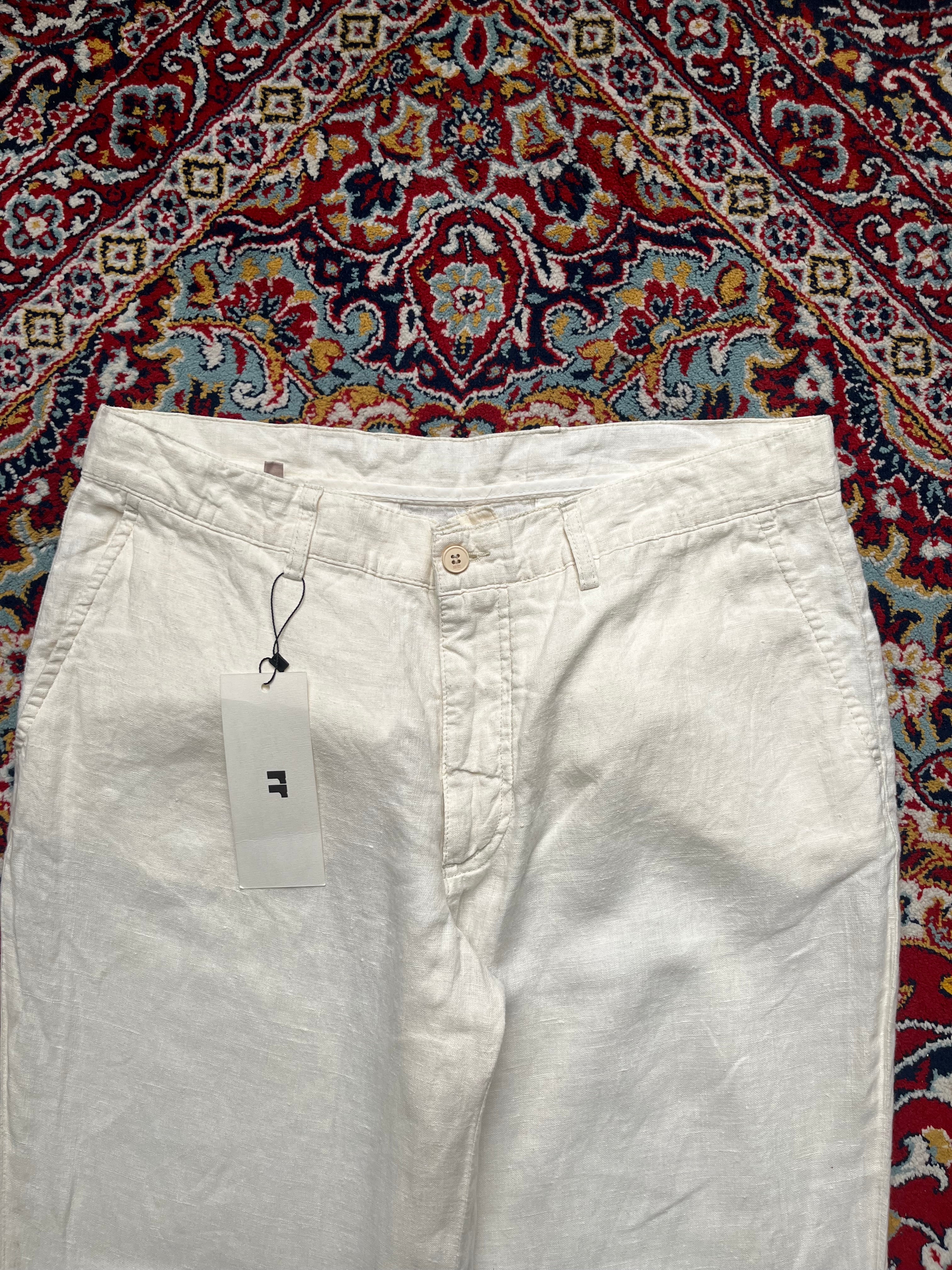 WE Fashion Off White Cream Relaxed FIT Linen PANTS - 34