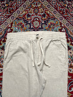 H&M Regular Fit Beige Oatmeal Linen Blend Drawstring PANTS - 32