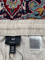 H&M Regular Fit Beige Oatmeal Linen Blend Drawstring PANTS - 32