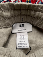 H&M Regular Fit Khaki Linen Drawstring Casual PANTS - 32