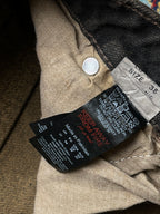boohooMAN Wide FIT Distressed Star Patch Brown Raw Hem JEANS - 38