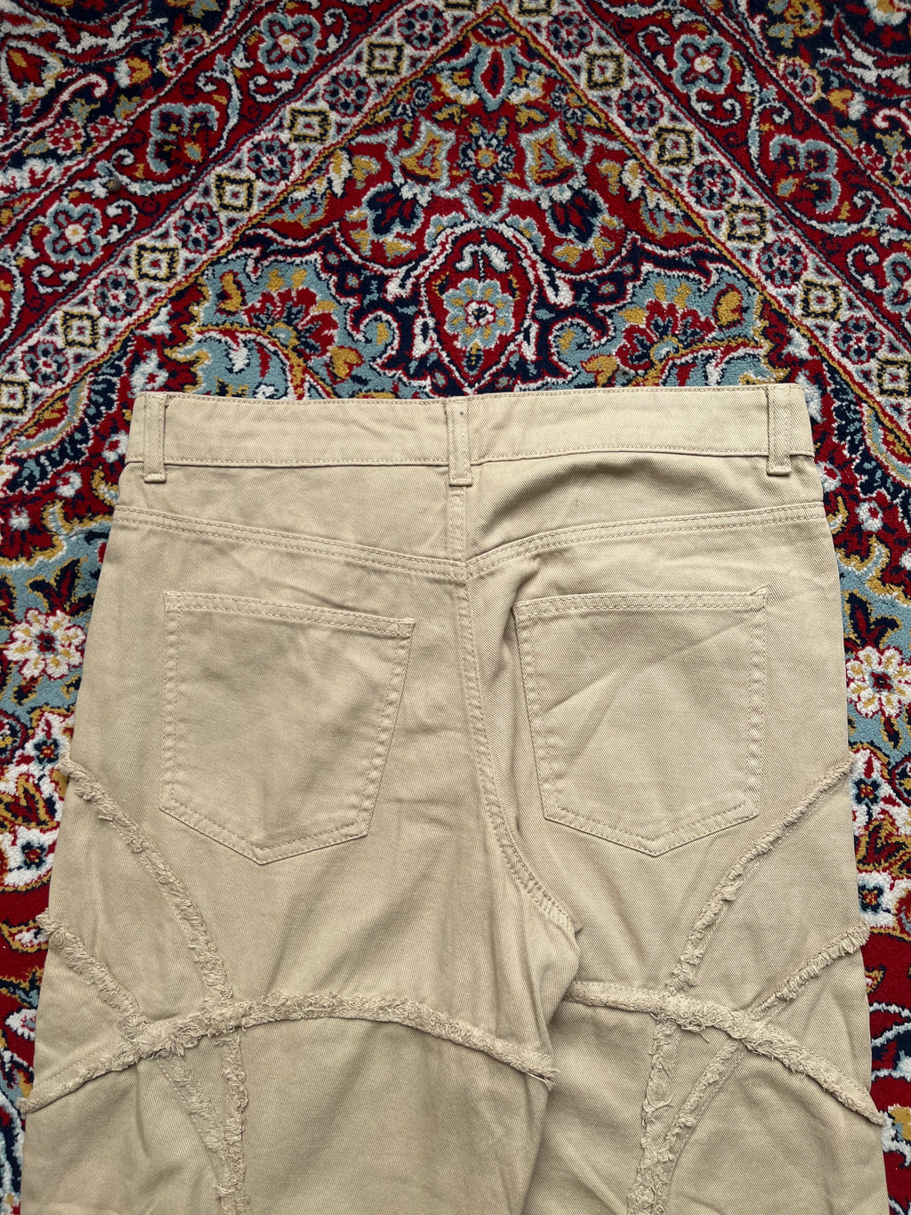 boohooMAN Beige Multi Panel Raw Edge Distressed JEANS - 32