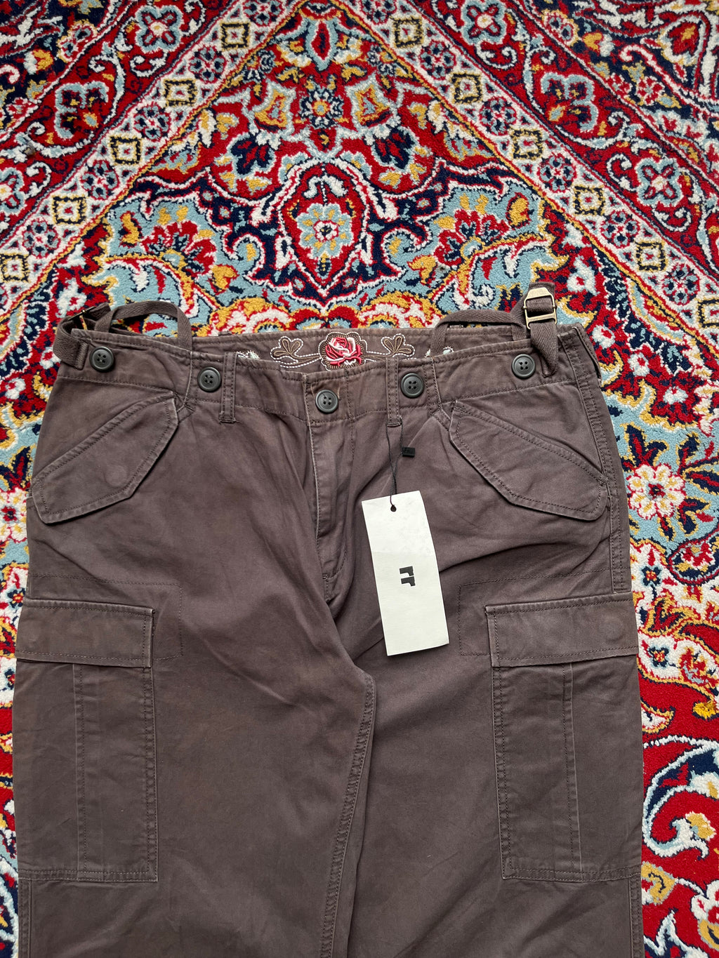 La Redoute Active Wear Women Brown Embroidered Waist Cargo PANTS - 32