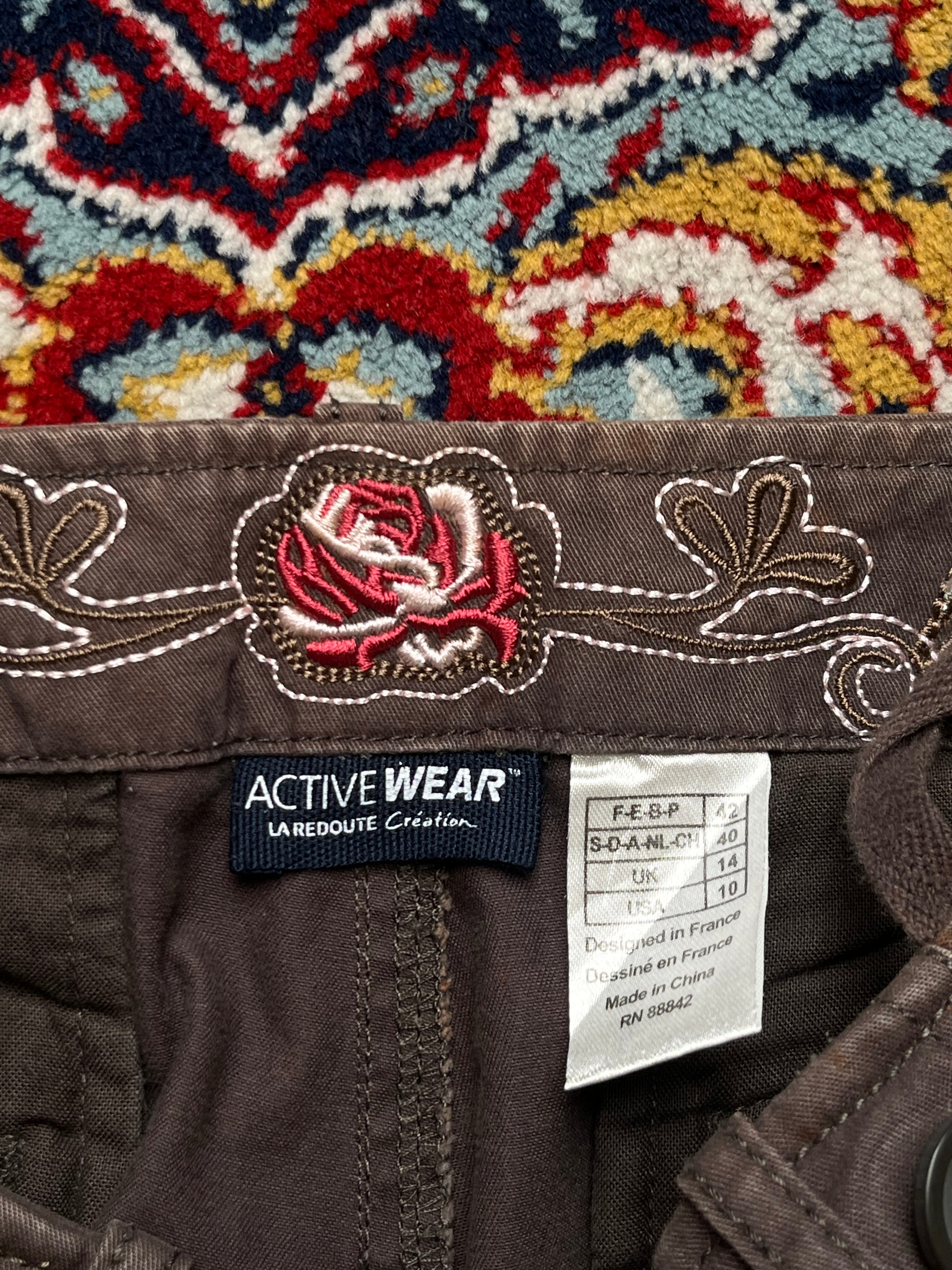 La Redoute Active Wear Women Brown Embroidered Waist Cargo PANTS - 32