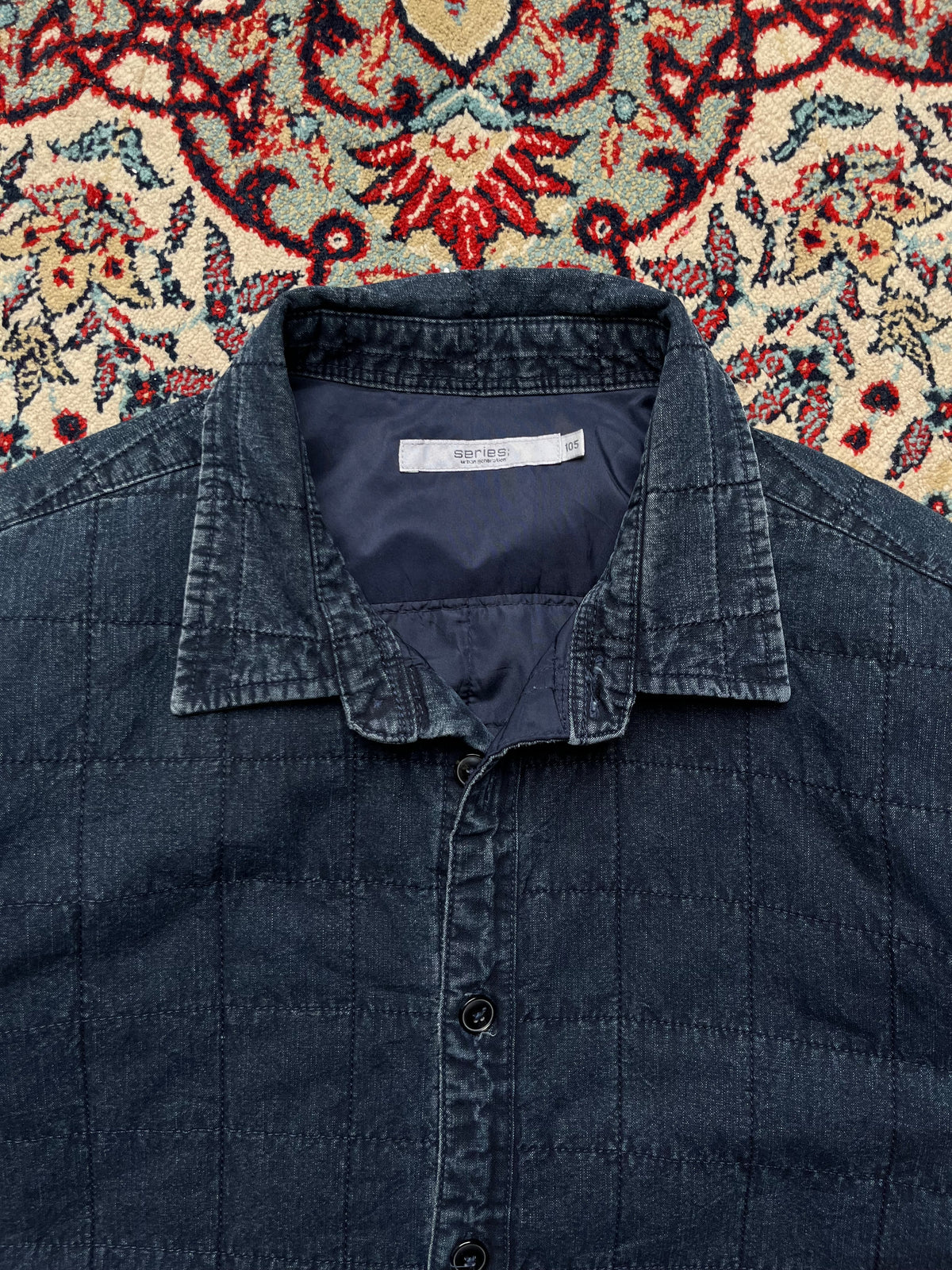 Series Urban Generation Quilted Button Up Padded Denim Jacket - M