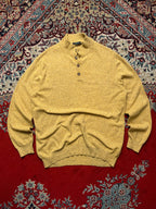 Canali Sportswear Wool Silk Angora Flecked Button Mock Neck Knit Sweater - L