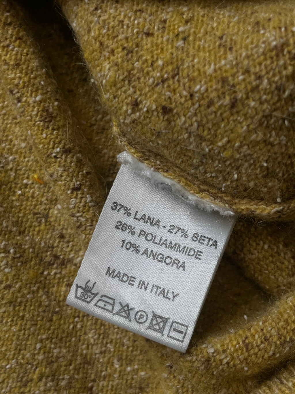 Canali Sportswear Wool Silk Angora Flecked Button Mock Neck Knit Sweater - L