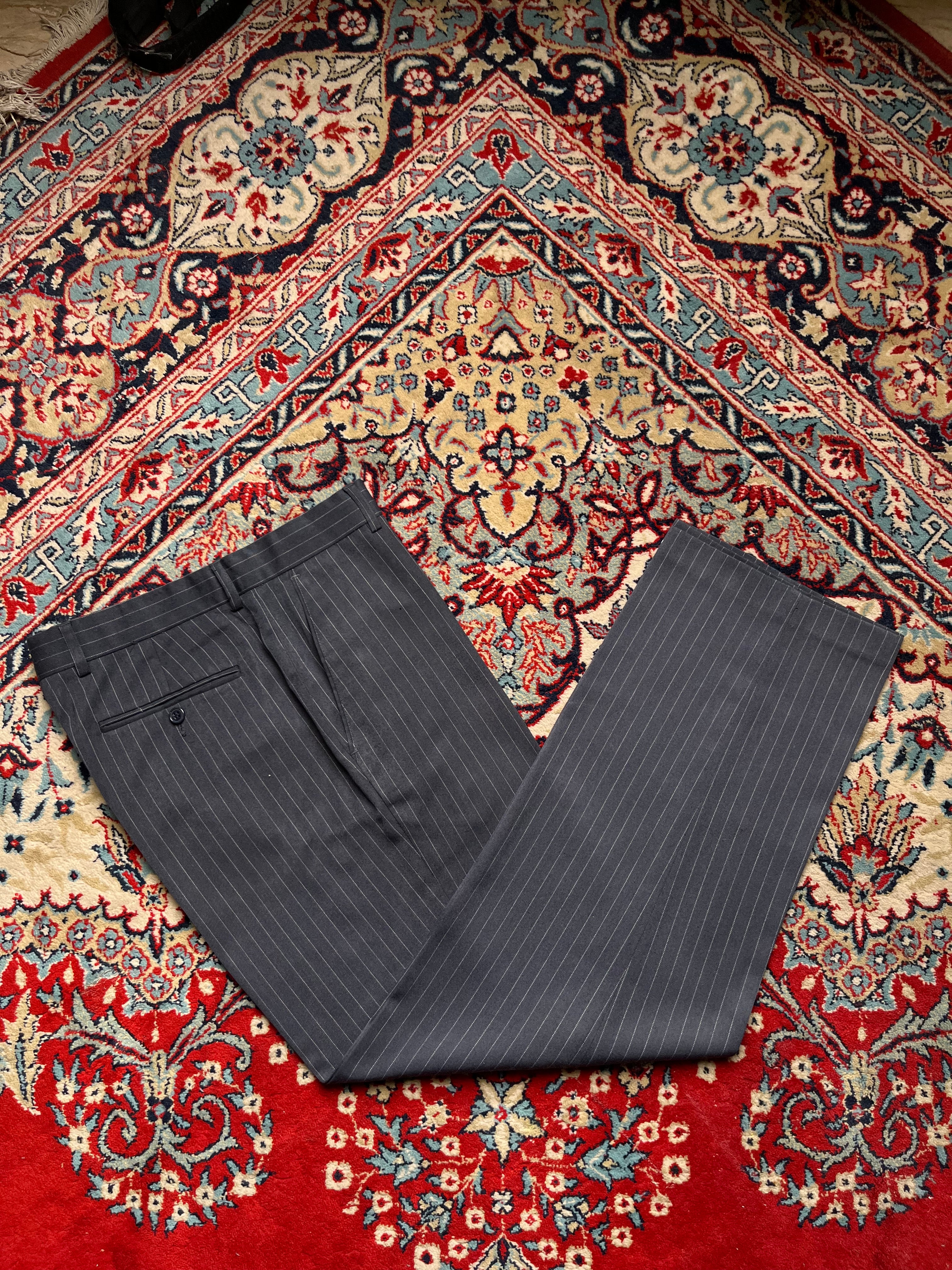 Protocol Charcoal Gray Pinstripe Flat Front Dress PANTS - 32
