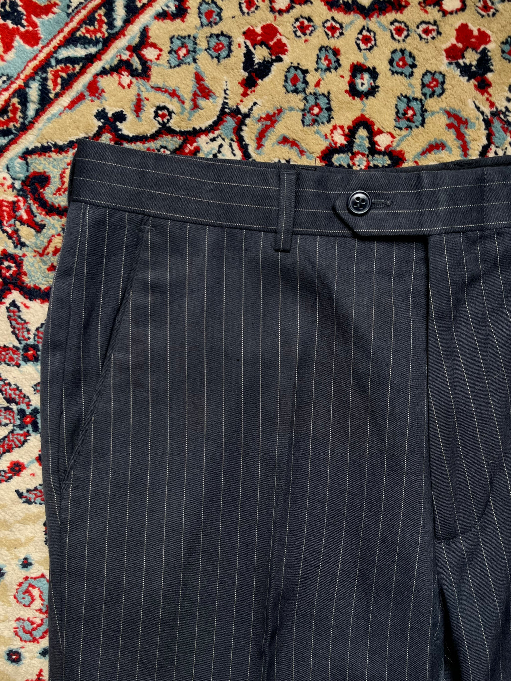 Protocol Charcoal Gray Pinstripe Flat Front Dress PANTS - 32