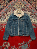 Vintage Abercrombie & Fitch Sherpa Lined Distressed Denim Jacket - L