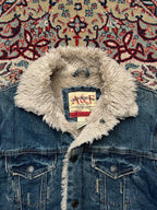 Vintage Abercrombie & Fitch Sherpa Lined Distressed Denim Jacket - L