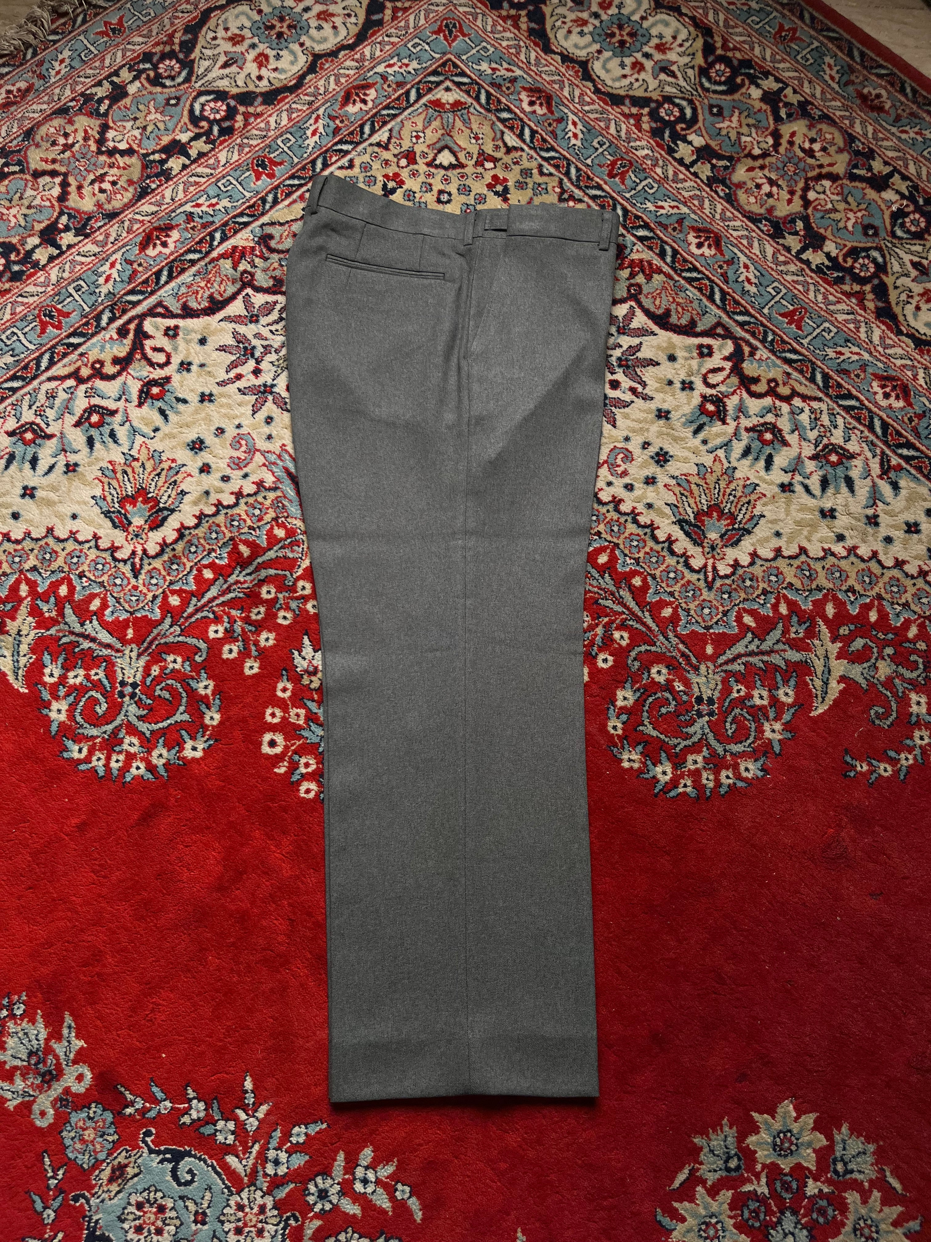 Vintage Japanese Grey Flat Front Classic Wool Dress PANTS - 34