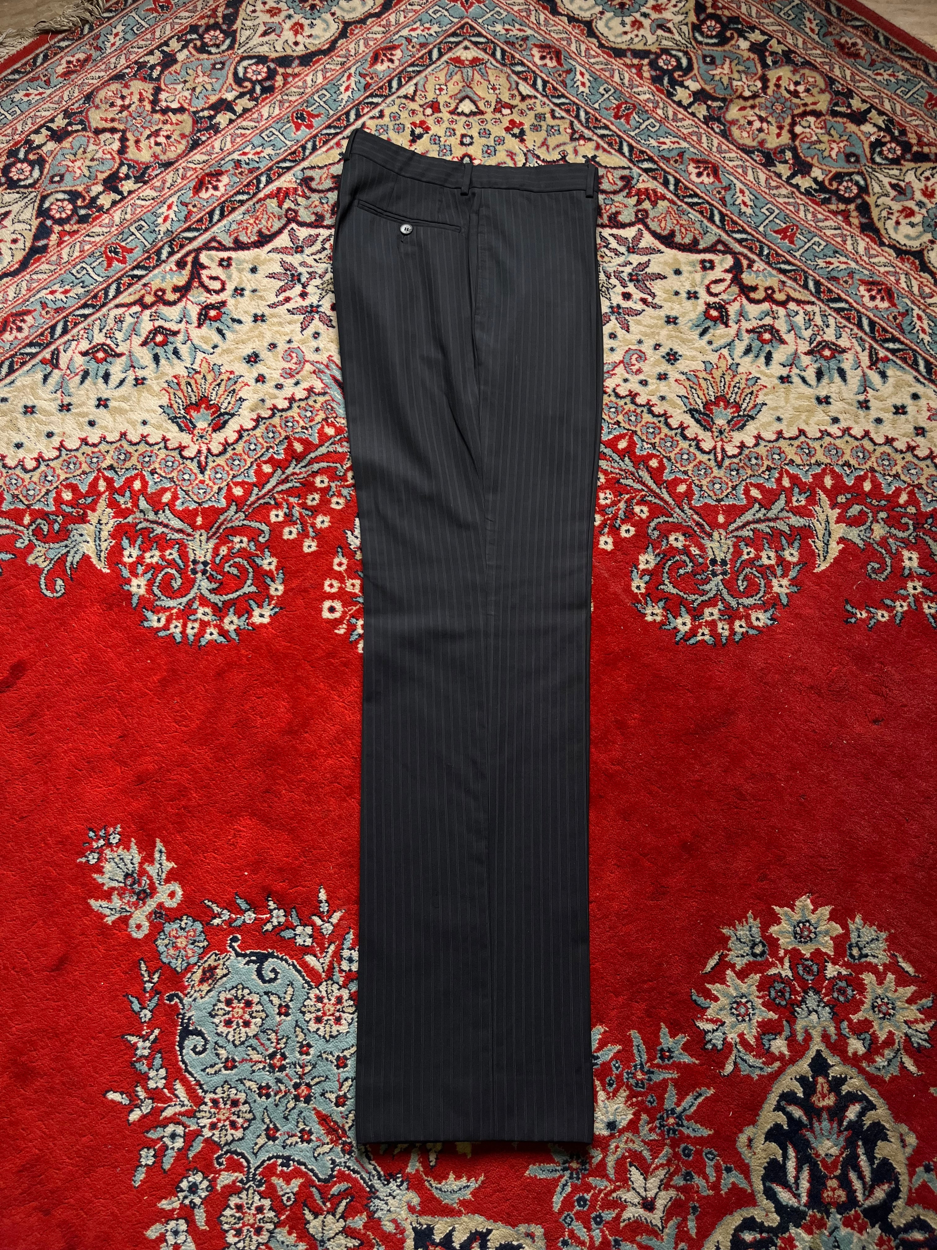 Vintage GUCCI Black Pinstripe Wool Silk Luxury Dress PANTS - 32