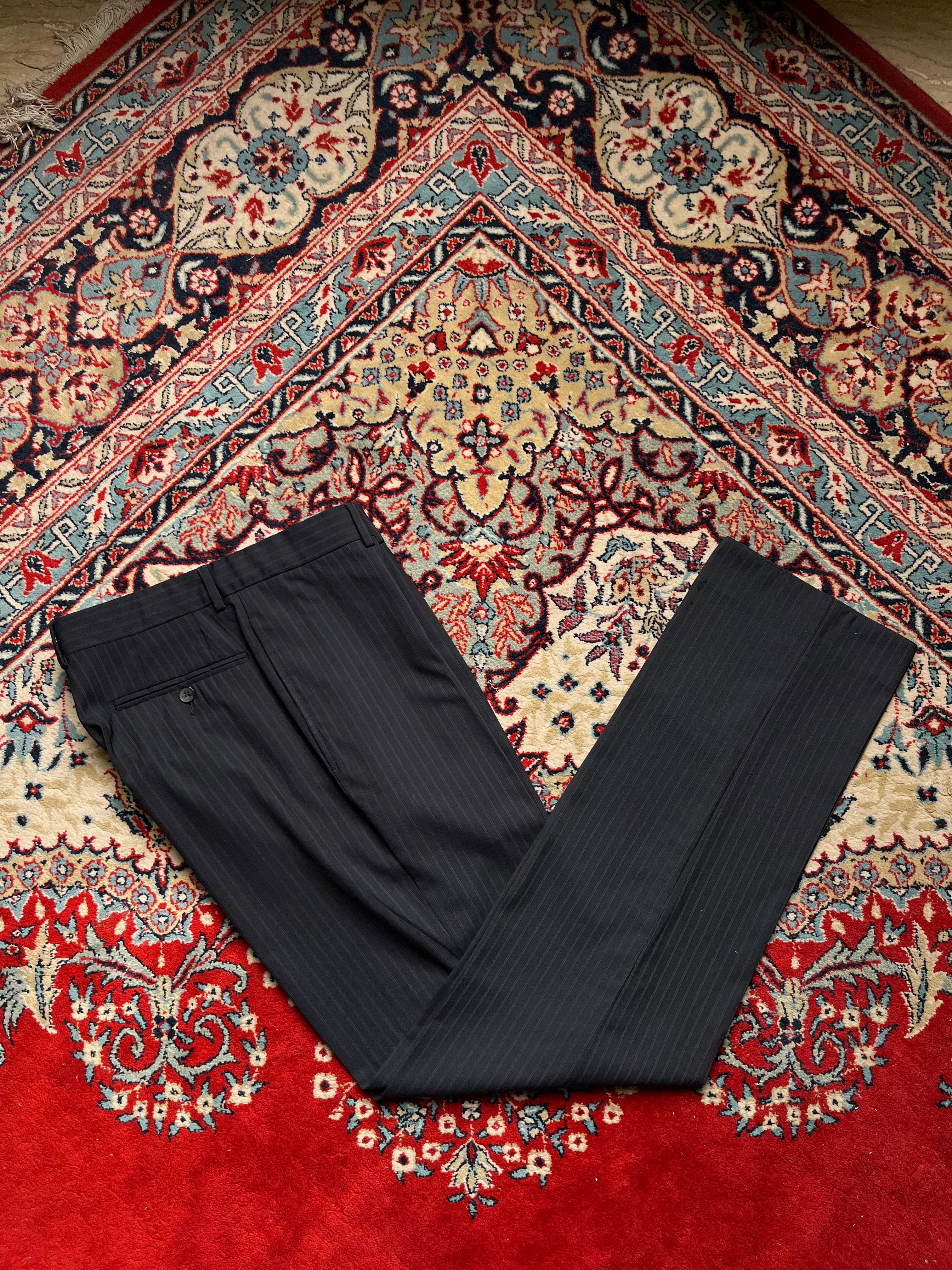 Vintage GUCCI Black Pinstripe Wool Silk Luxury Dress PANTS - 32