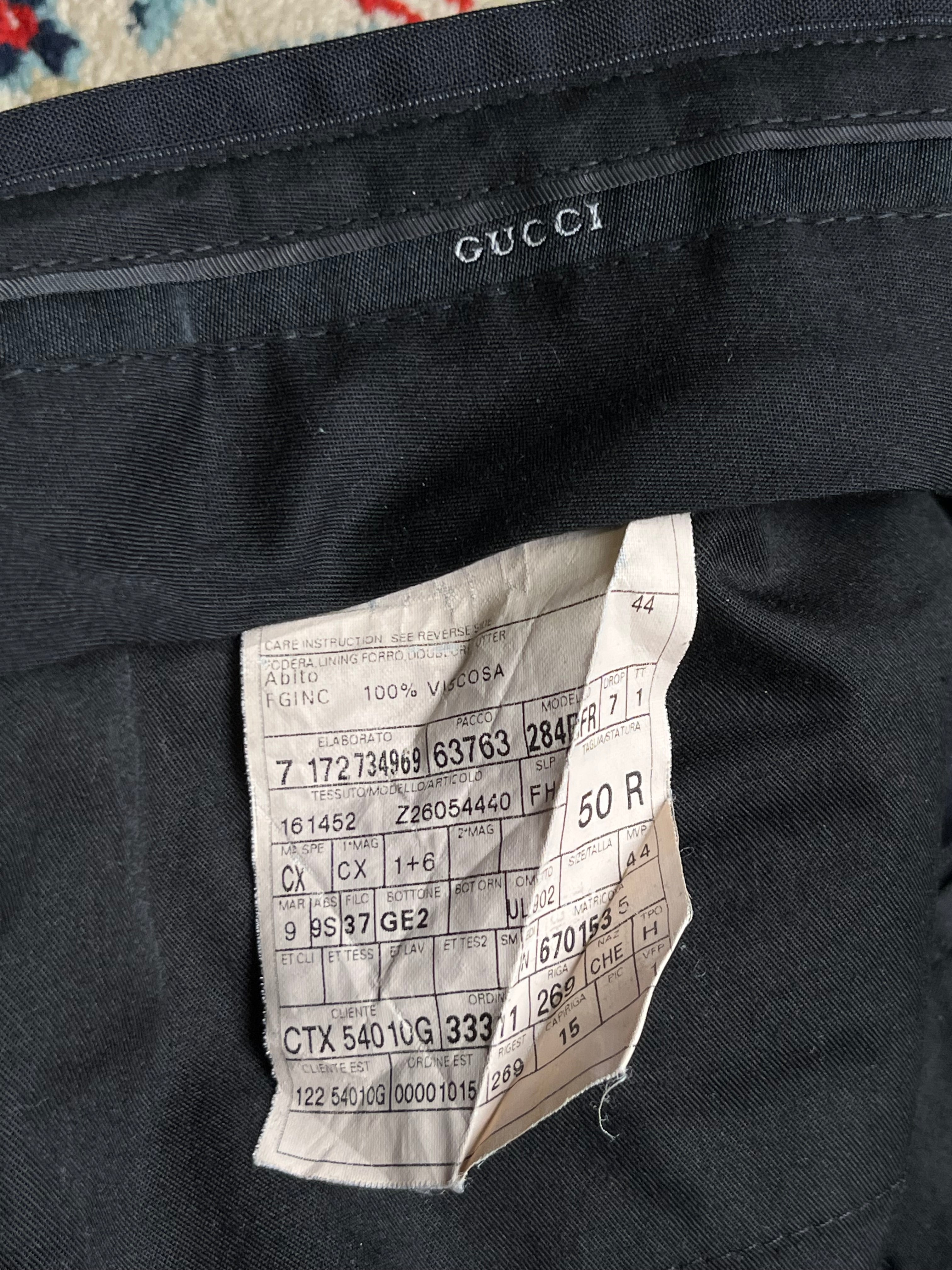 Vintage GUCCI Black Pinstripe Wool Silk Luxury Dress PANTS - 32
