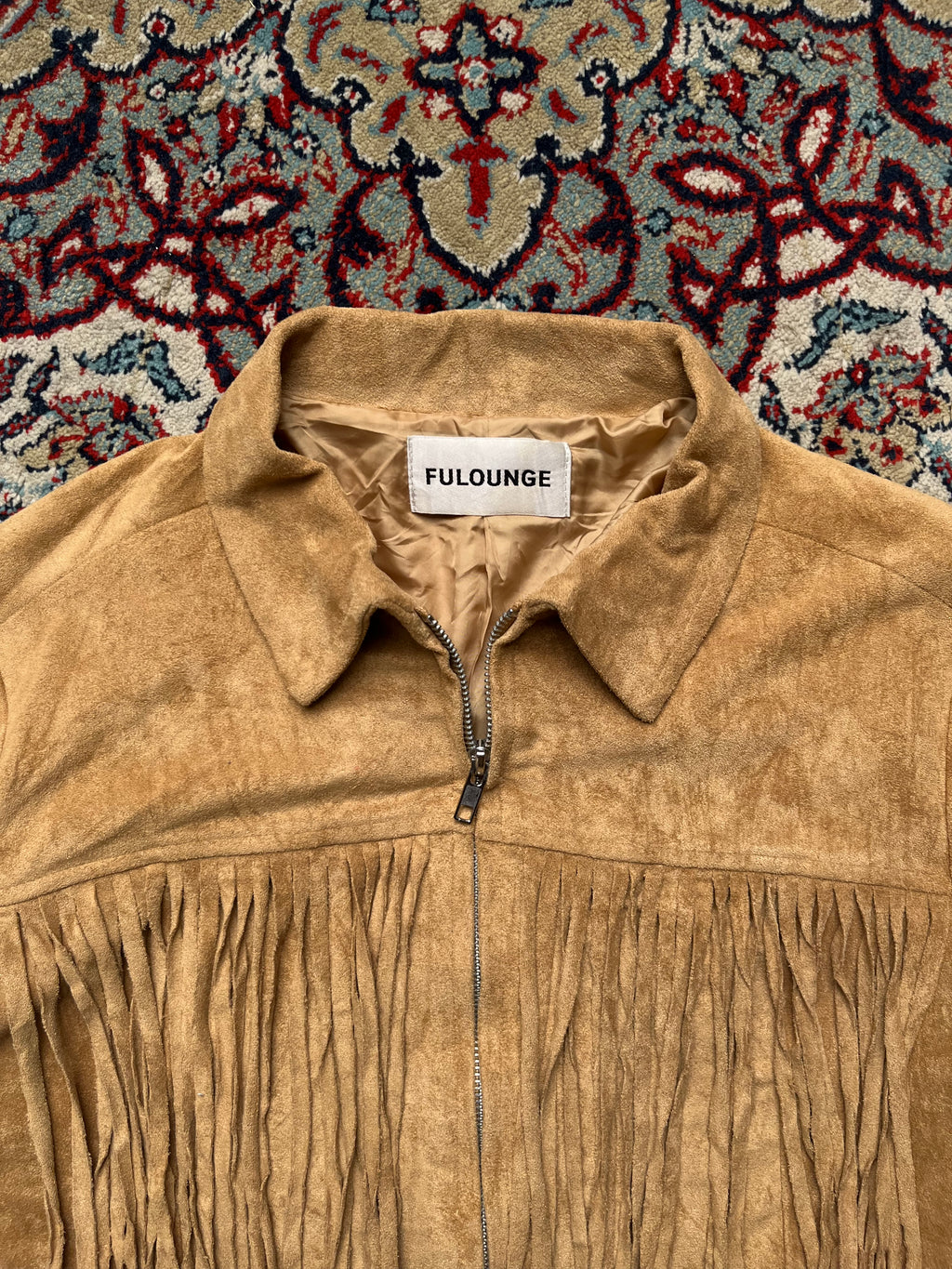Fulounge Western Faux Suede Fringe Tassel Full Zip Jacket - M