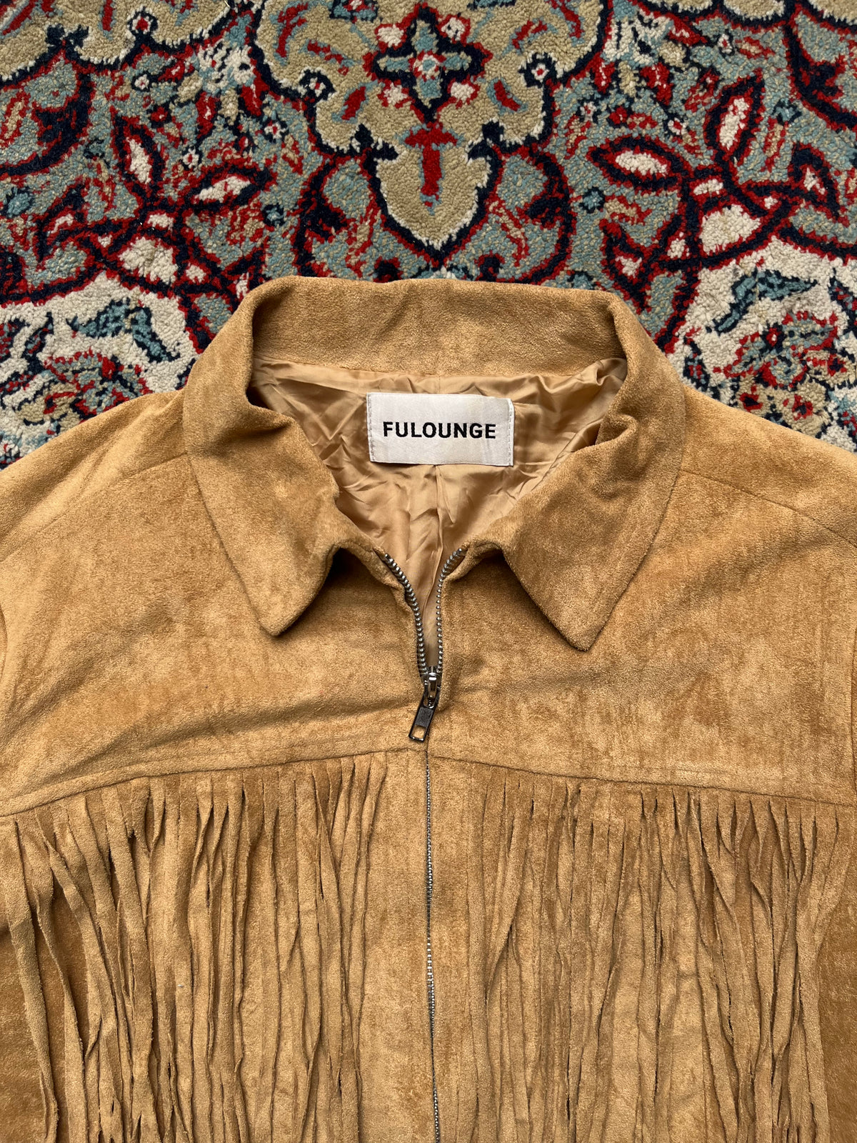 Fulounge Western Faux Suede Fringe Tassel Full Zip Jacket - M