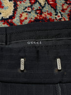Vintage GUCCI Black Pinstripe Wool Silk Luxury Dress PANTS - 32