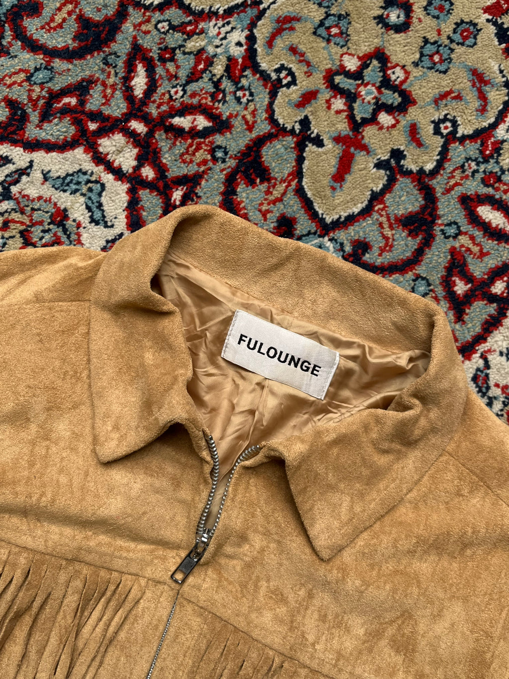 Fulounge Western Faux Suede Fringe Tassel Full Zip Jacket - M