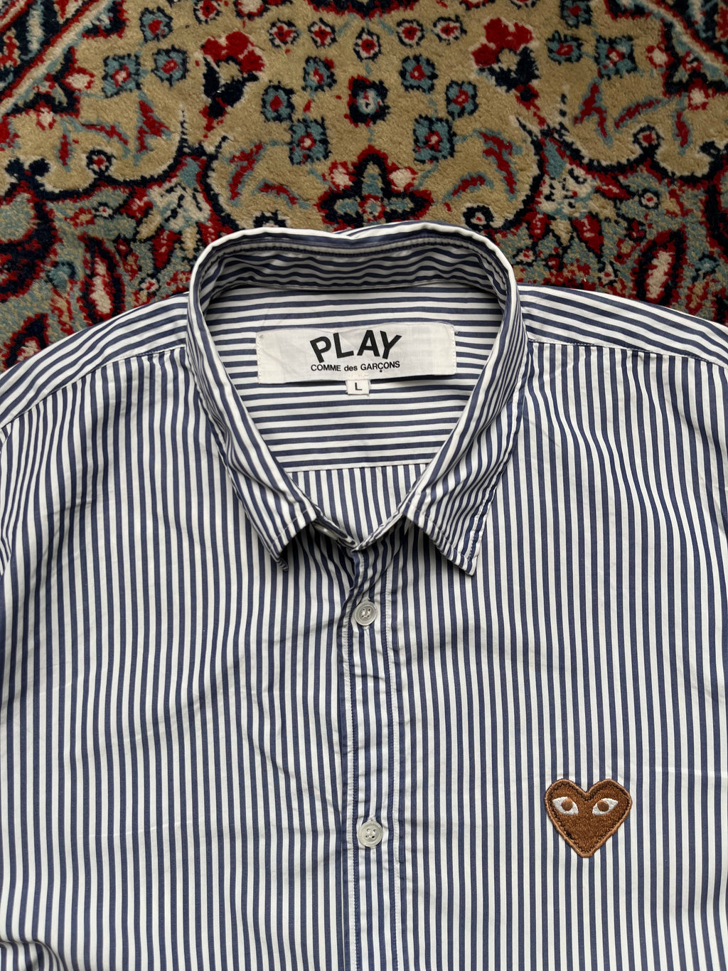 Comme des Garçons Play striped BUTTON DOWN SHIRT - L