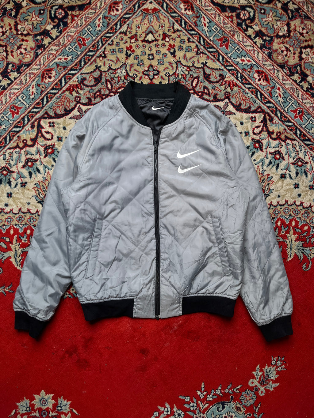 Nike Reversible Double Swoosh Quilted Padded Bomber Jacket - M