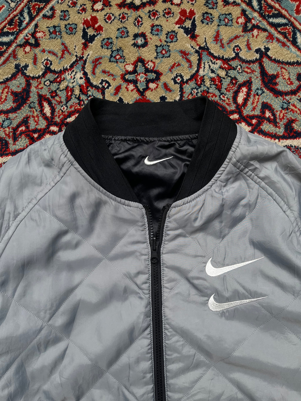 Nike Reversible Double Swoosh Quilted Padded Bomber Jacket - M