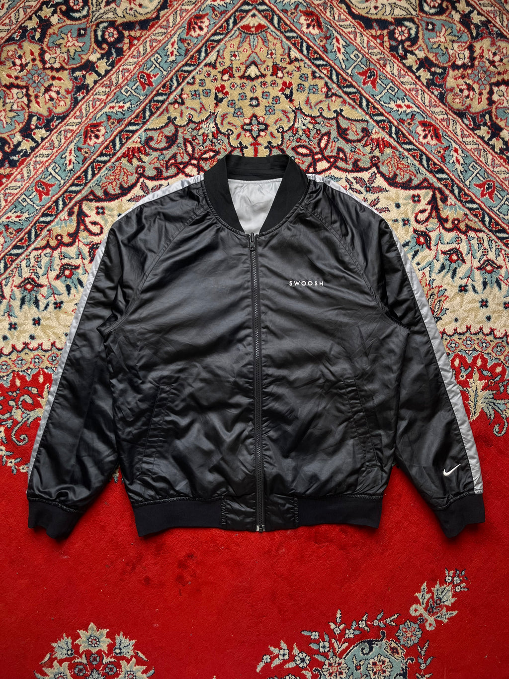 Nike Reversible Double Swoosh Quilted Padded Bomber Jacket - M