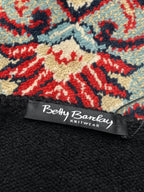 Betty Barclay Womens Black Floral Embroidered Sequin Beaded V-Neck Knit Sweater - M
