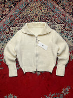Moiety Addmore Womens Cream Off-White Ribbed Knit Cropped Cardigan - L