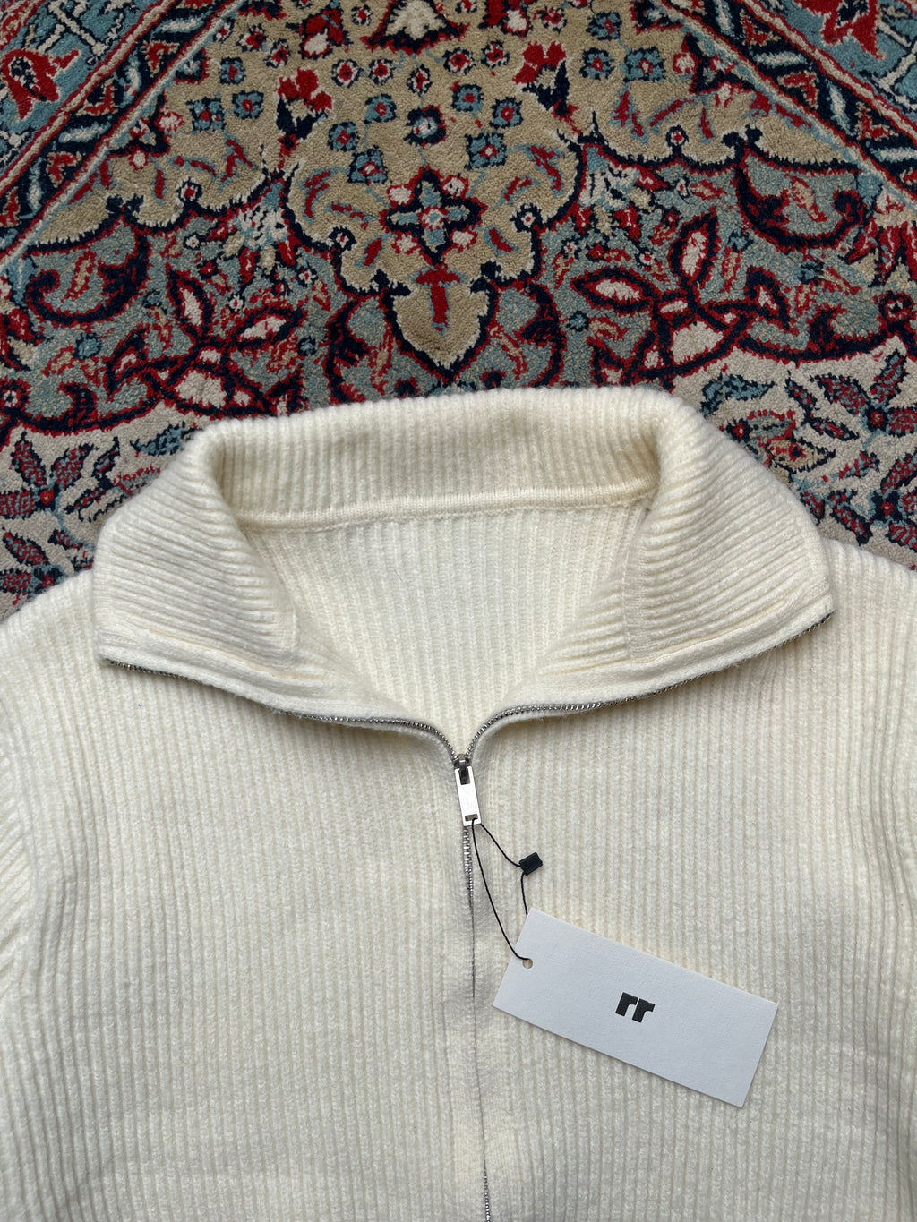 Moiety Addmore Womens Cream Off-White Ribbed Knit Cropped Cardigan - L