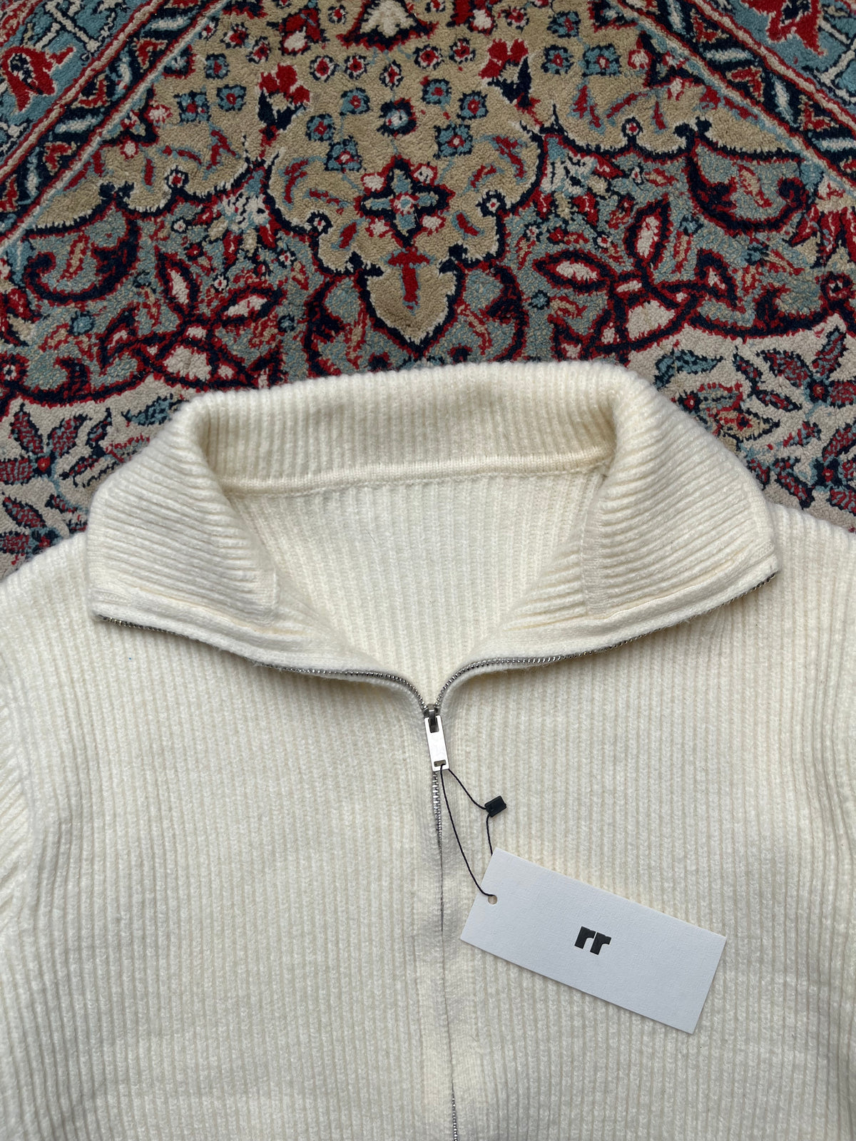 Moiety Addmore Womens Cream Off-White Ribbed Knit Cropped Cardigan - L