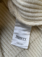 Moiety Addmore Womens Cream Off-White Ribbed Knit Cropped Cardigan - L