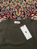 iiMK Michel Klein Paris Womens Olive Brown Knit Crewneck Sweater - M