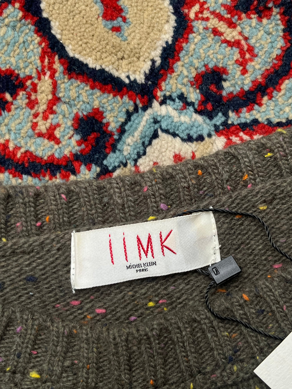 iiMK Michel Klein Paris Womens Olive Brown Knit Crewneck Sweater - M