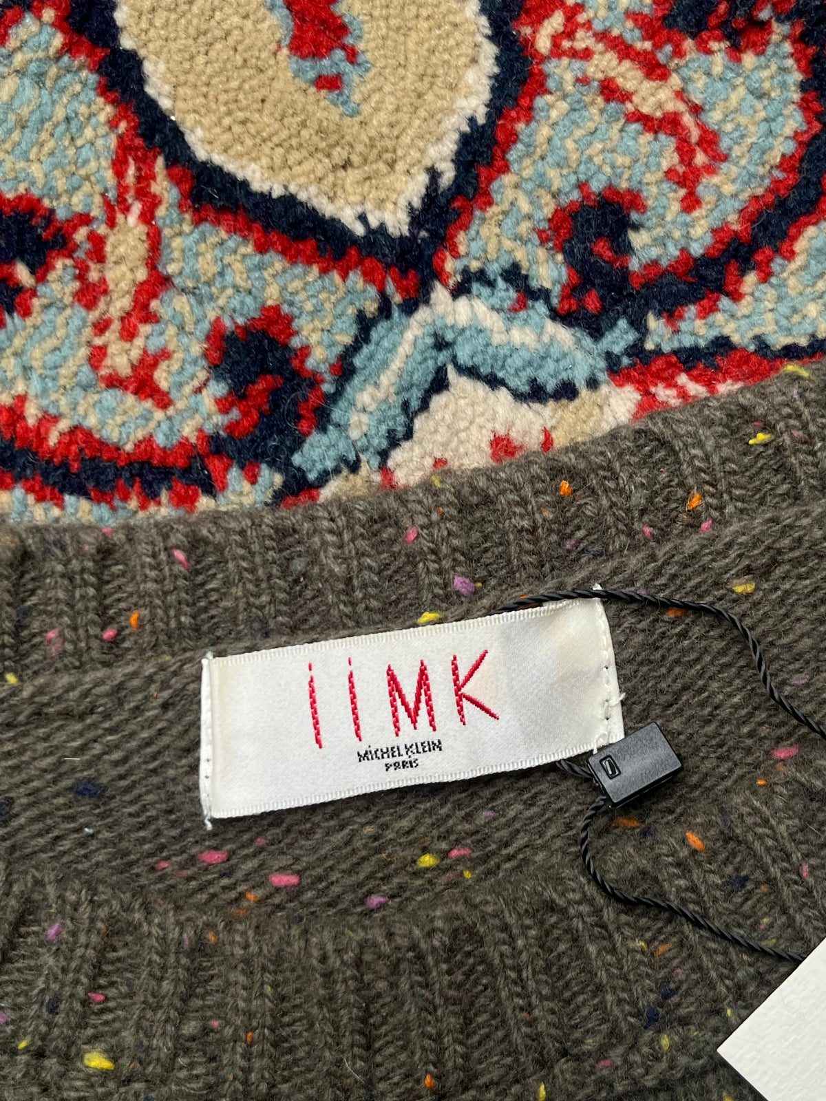 iiMK Michel Klein Paris Womens Olive Brown Knit Crewneck Sweater - M