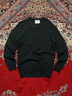 Primark Dark Green Cable Knit Crewneck Raglan Sweater - M
