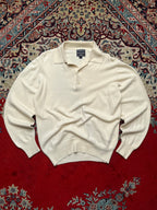 Olly Gan Off-White Cream Polo Collar Knit Sweater - L