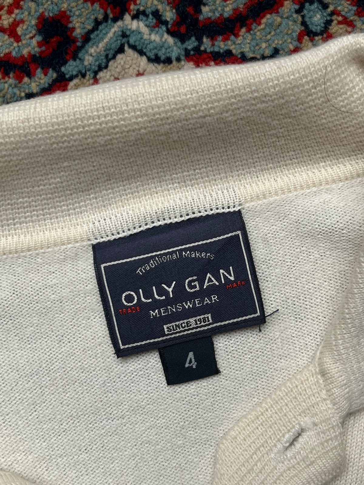 Olly Gan Off-White Cream Polo Collar Knit Sweater - L