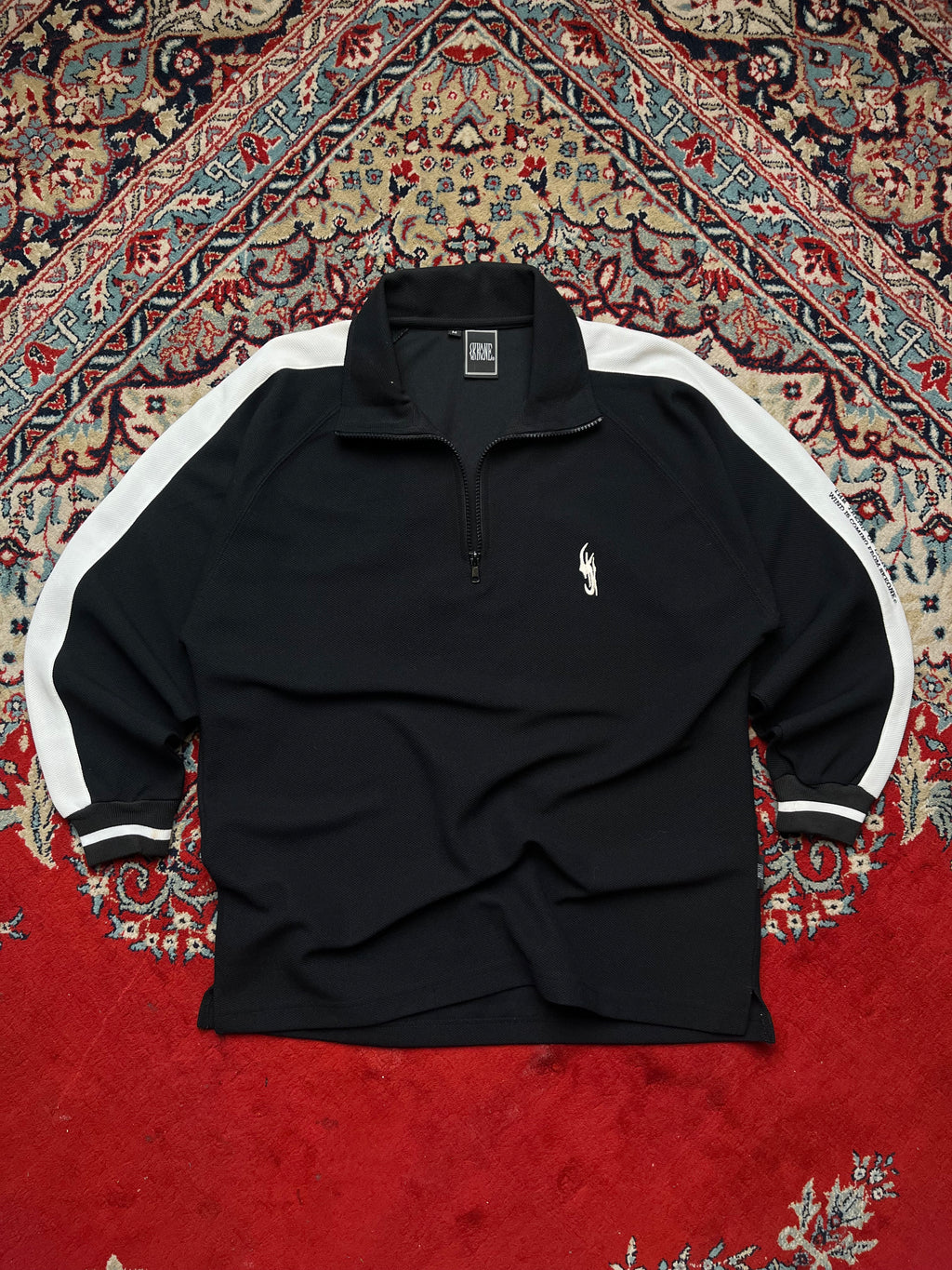 KKONE Black White Quarter Zip Textured Track Sweatshirt - M