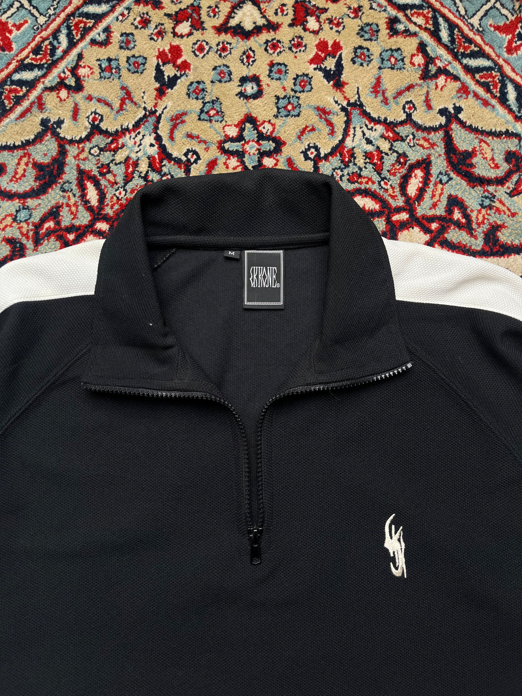 KKONE Black White Quarter Zip Textured Track Sweatshirt - M