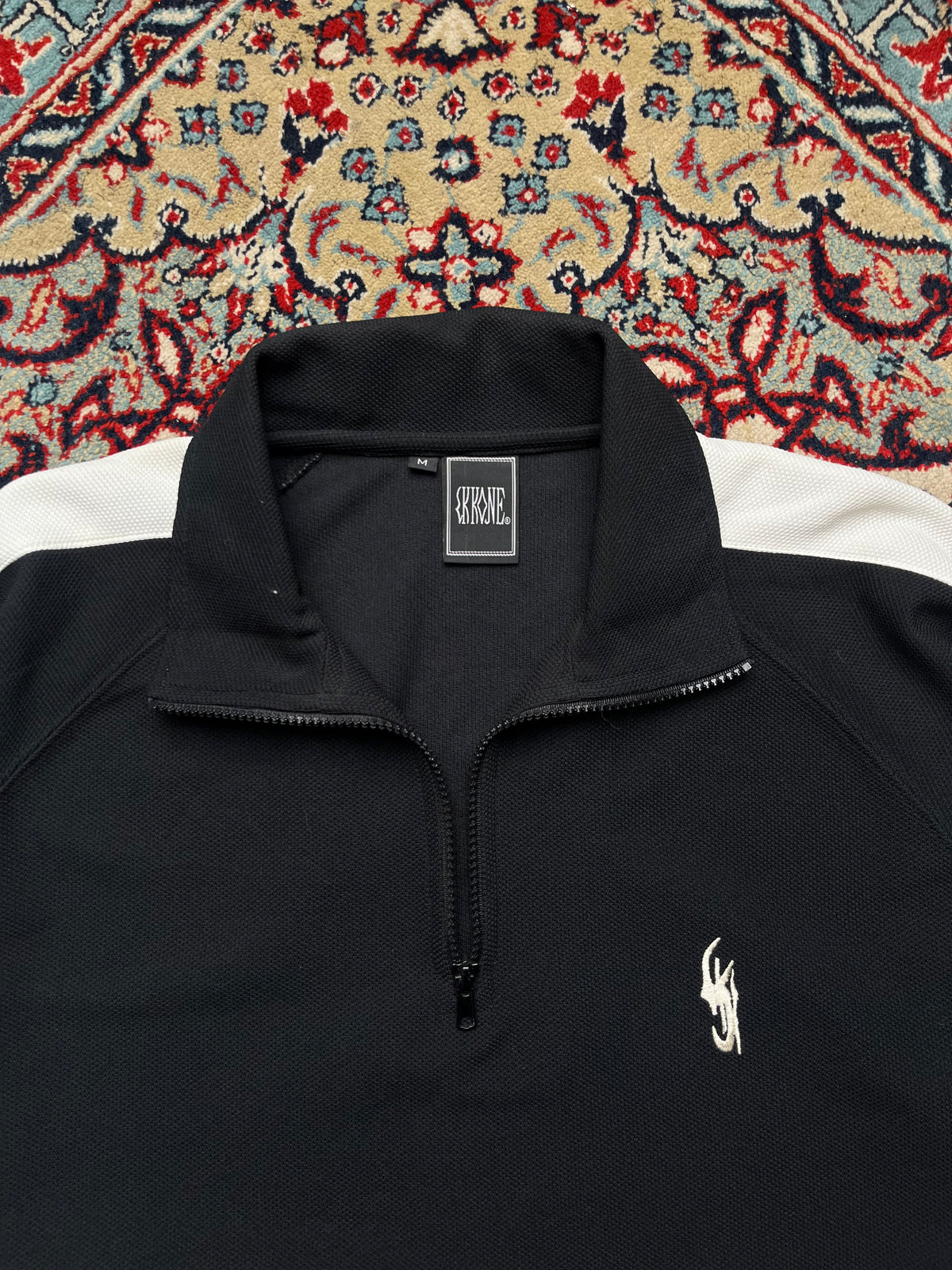 KKONE Black White Quarter Zip Textured Track Sweatshirt - M