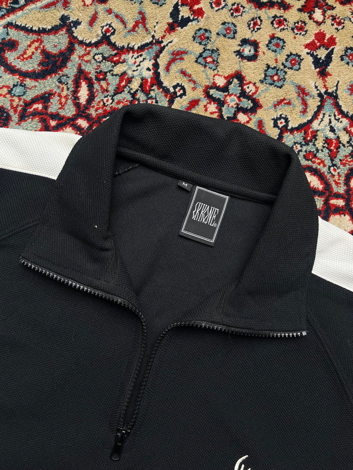 KKONE Black White Quarter Zip Textured Track Sweatshirt - M
