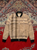Burberry Beige Nova Check Plaid Metal Equestrian Knight Bomber Jacket - M