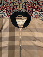 Burberry Beige Nova Check Plaid Metal Equestrian Knight Bomber Jacket - M