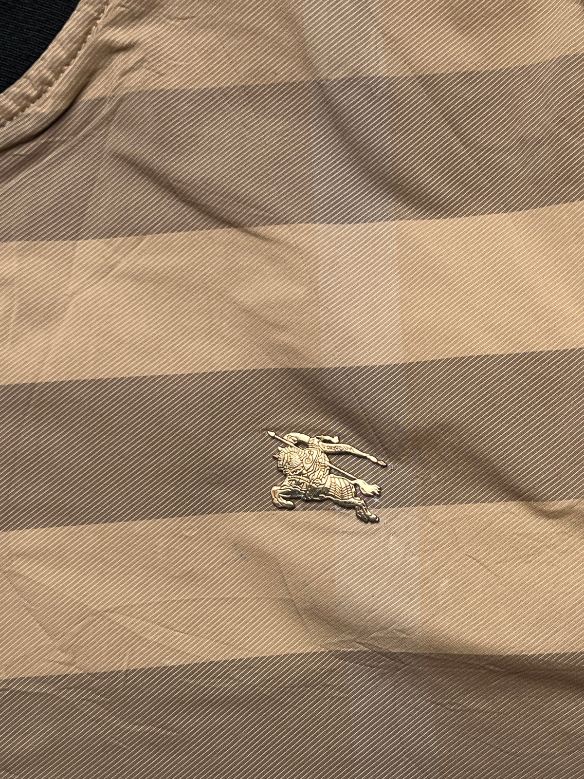 Burberry Beige Nova Check Plaid Metal Equestrian Knight Bomber Jacket - M