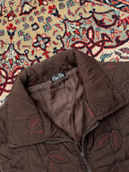 Char Din Brown Floral Quilted Embroidered Padded SLEEVELESS JACKET - L