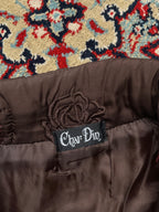 Char Din Brown Floral Quilted Embroidered Padded SLEEVELESS JACKET - L